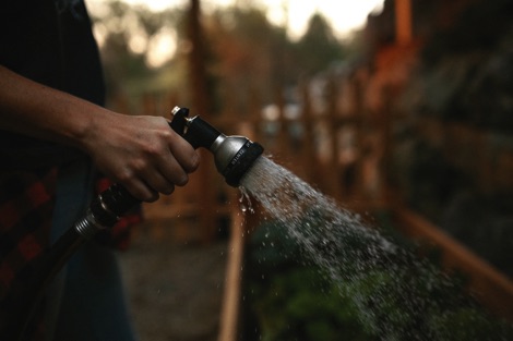 Hand holding a hose